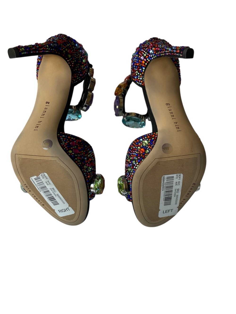 Gianni Bini Oaklynn Rainbow Rhinestone Suede Heels Size 8 NWOB - Picture 8 of 8